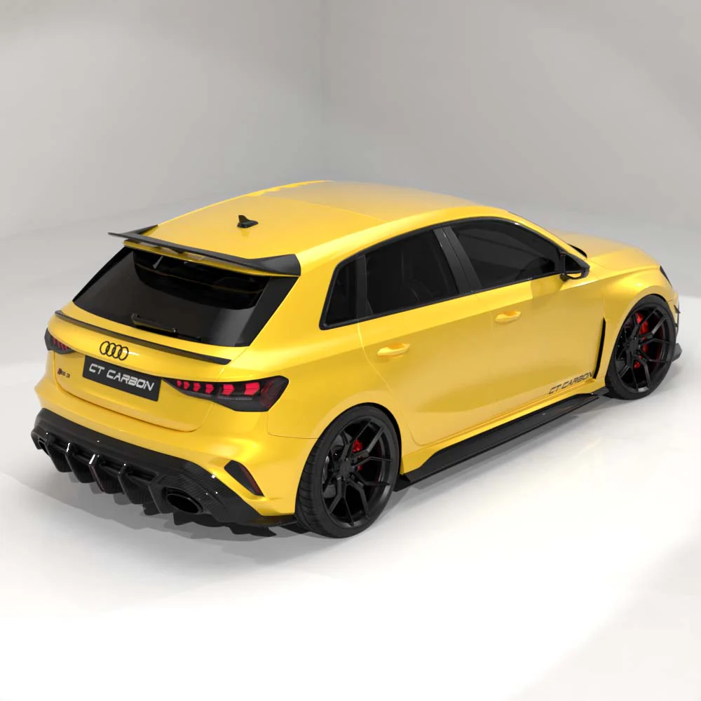 AUDI RS3 8Y 2025+ FACELIFT SPORTBACK CARBON FIBRE DIFFUSER WITH LED LIGHT - V2 - CT DESIGN - Image 8