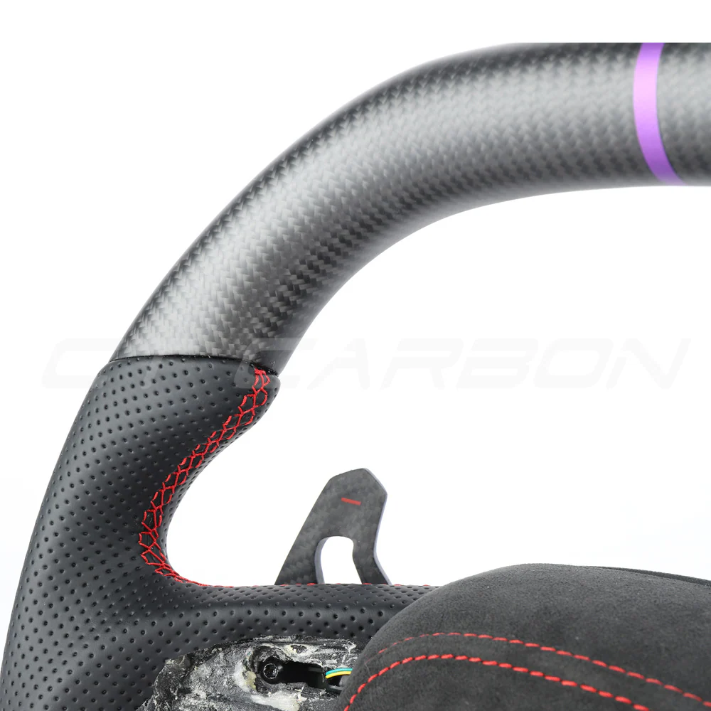 AUDI RSQ8 CARBON FIBRE / LEATHER FLAT TOP AND BOTTOM CUSTOM STEERING WHEEL - Image 4