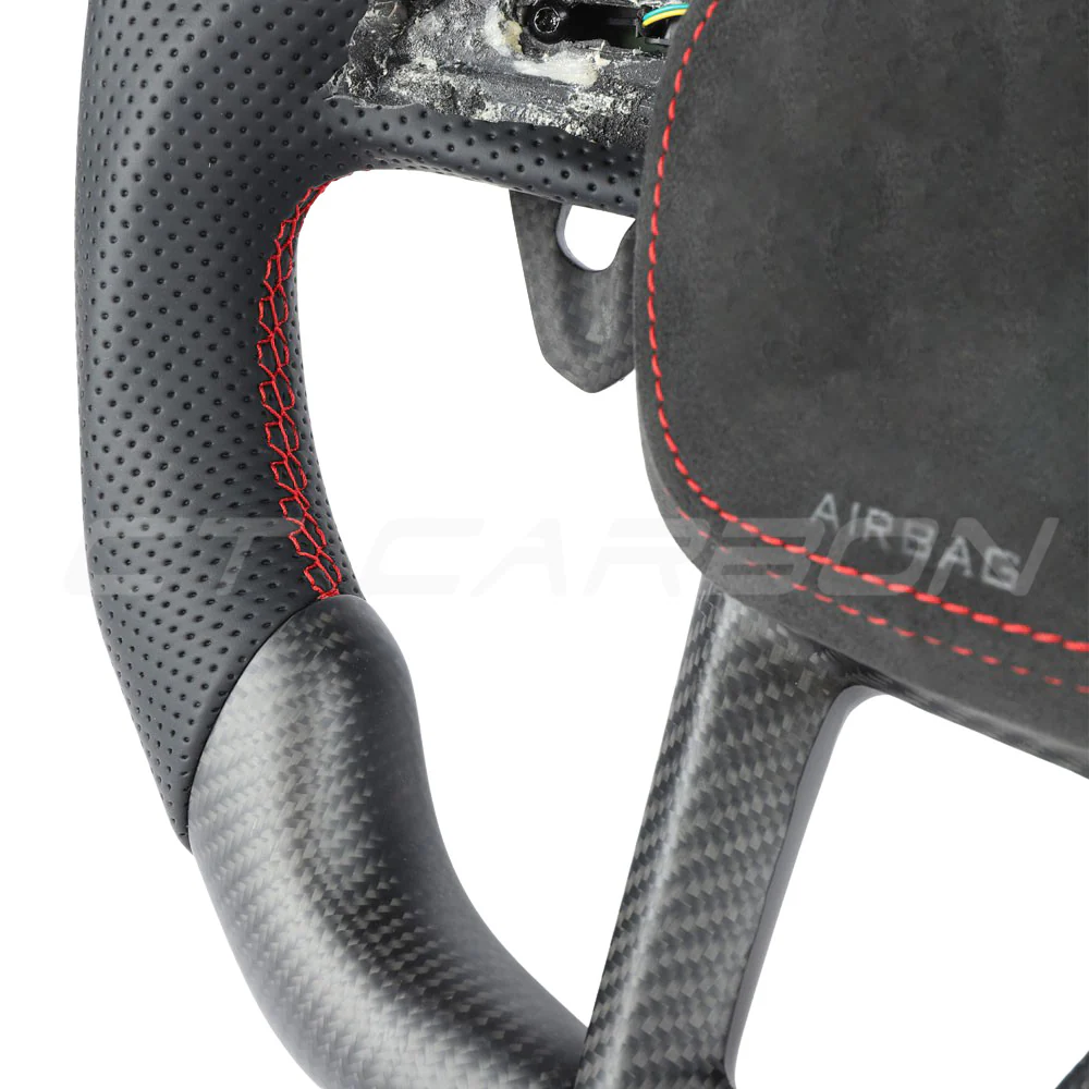 AUDI RSQ8 CARBON FIBRE / LEATHER FLAT TOP AND BOTTOM CUSTOM STEERING WHEEL - Image 5