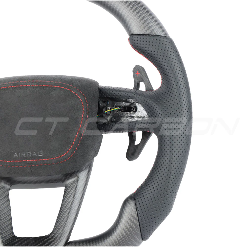 AUDI RSQ8 CARBON FIBRE / LEATHER FLAT TOP AND BOTTOM CUSTOM STEERING WHEEL - Image 7