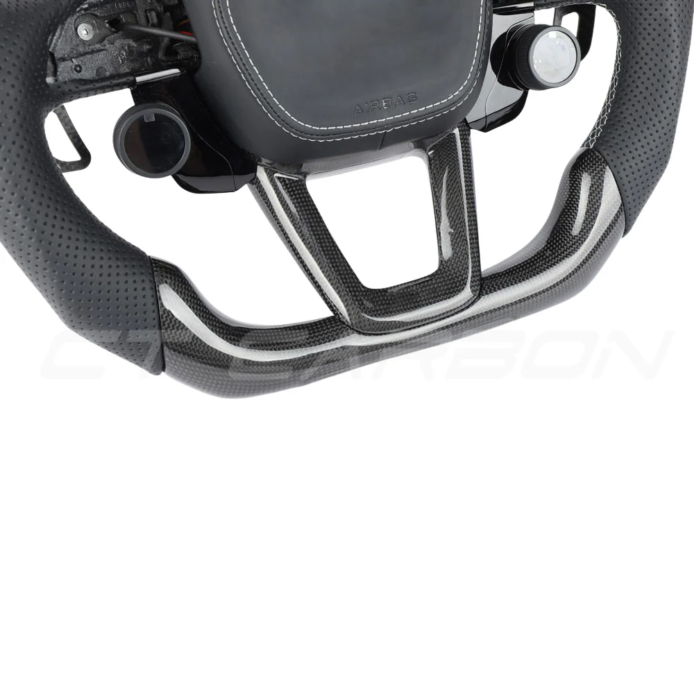 AUDI RSQ8 PERFORATED LEATHER / CARBON FIBRE FLAT BOTTOM CUSTOM STEERING WHEEL - Image 6