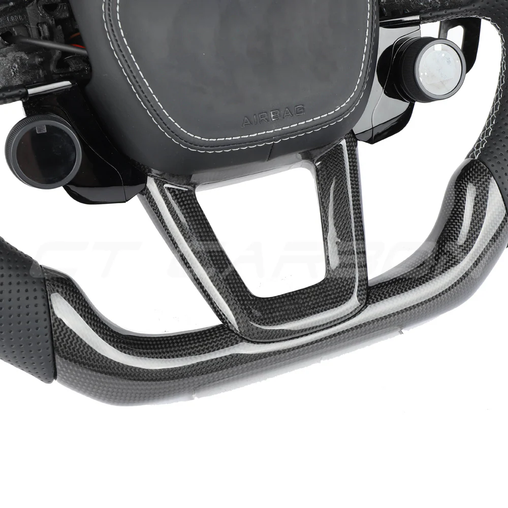 AUDI RSQ8 LEATHER / CARBON FIBRE WITH SWITCHES FLAT BOTTOM CUSTOM STEERING WHEEL - Image 3