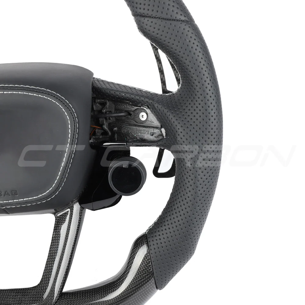 AUDI RSQ8 LEATHER / CARBON FIBRE WITH SWITCHES FLAT BOTTOM CUSTOM STEERING WHEEL - Image 6