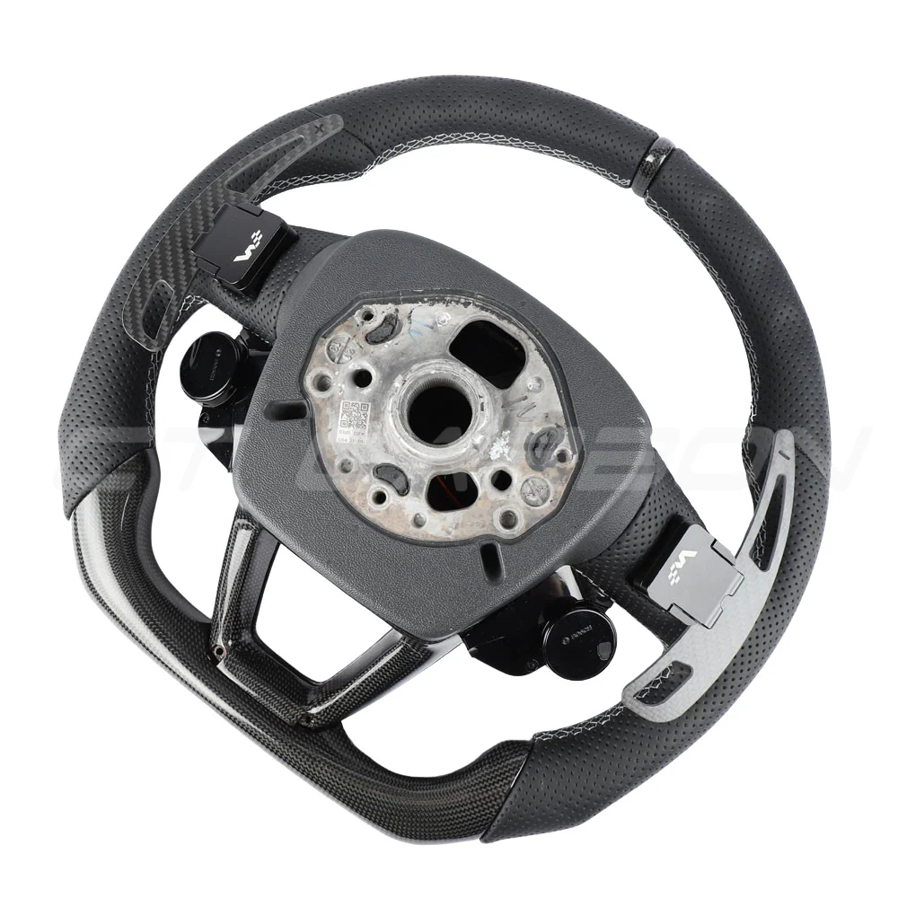 AUDI RSQ8 LEATHER / CARBON FIBRE WITH SWITCHES FLAT BOTTOM CUSTOM STEERING WHEEL - Image 8