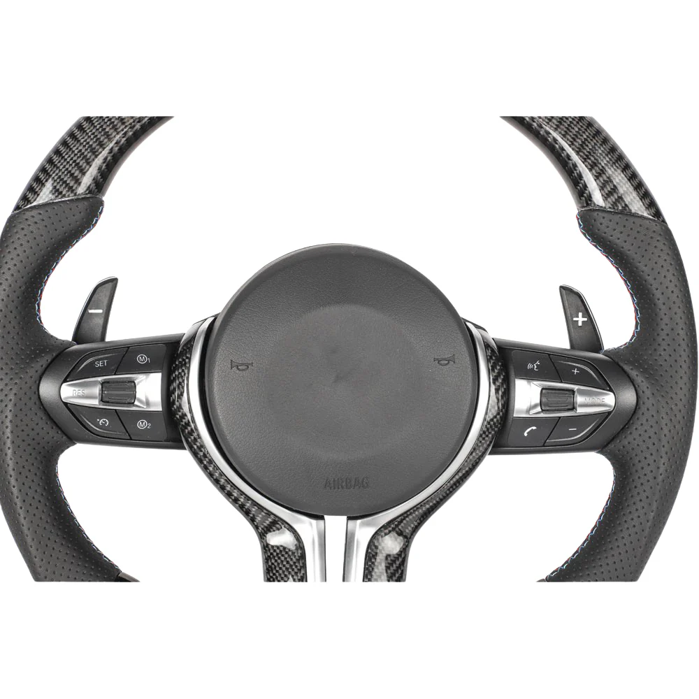 BMW FXX CARBON FIBRE / LEATHER FLAT BOTTOM CUSTOM STEERING WHEEL - Image 4