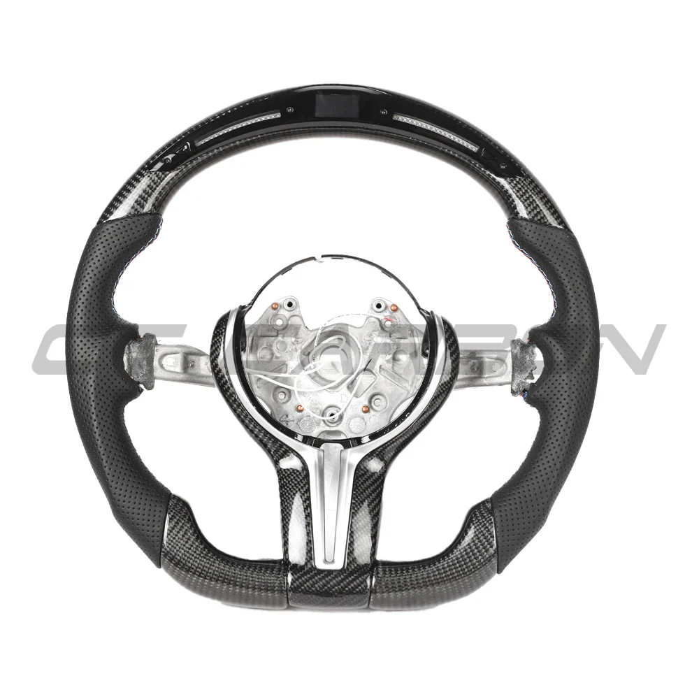 BMW FXX CARBON FIBRE / LEATHER / LED FLAT BOTTOM CUSTOM STEERING WHEEL - Image 10