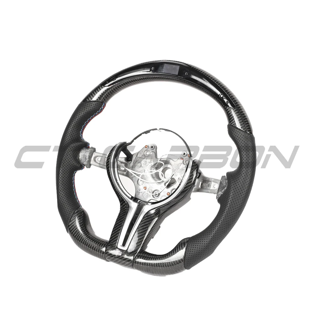 BMW FXX CARBON FIBRE / LEATHER / LED FLAT BOTTOM CUSTOM STEERING WHEEL - Image 11