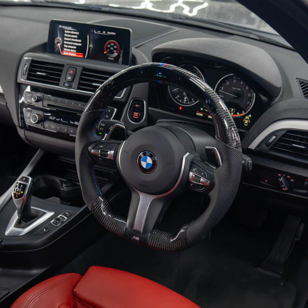 BMW FXX CARBON FIBRE / LEATHER / LED FLAT BOTTOM CUSTOM STEERING WHEEL - Image 3
