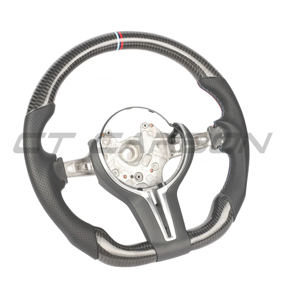 BMW FXX CARBON FIBRE & LEATHER FLAT BOTTOM CUSTOM STEERING WHEEL - Image 3