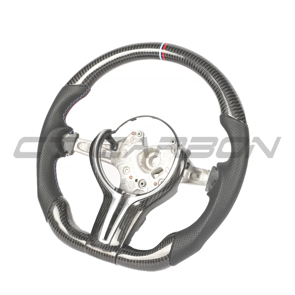 BMW FXX CARBON FIBRE & LEATHER FLAT BOTTOM CUSTOM STEERING WHEEL - Image 4