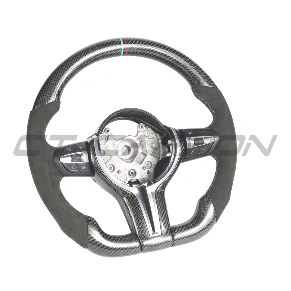 BMW FXX CARBON FIBRE & LEATHER FLAT BOTTOM CUSTOM STEERING WHEEL - Image 5