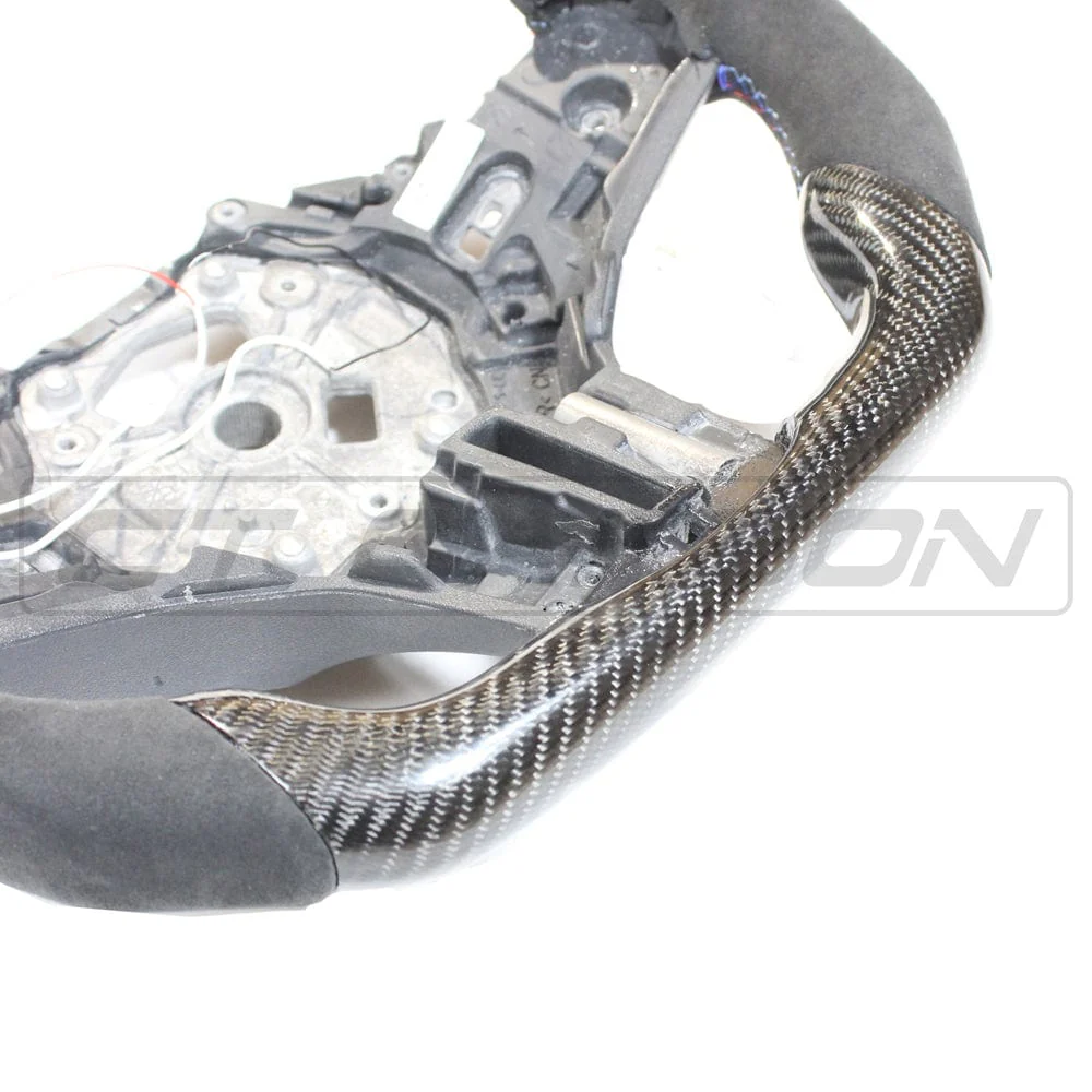 BMW GXX CARBON FIBRE / ALCANTARA LED FLAT BOTTOM STEERING WHEEL WITH HEATING - Image 9