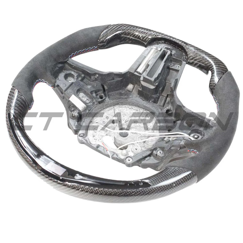 BMW Gxx M2,M3,M4 1,2,3,4 SERIES CARBON FIBRE / ALCANTARA LED FLAT BOTTOM STEERING WHEEL WITH HEATING - Image 3