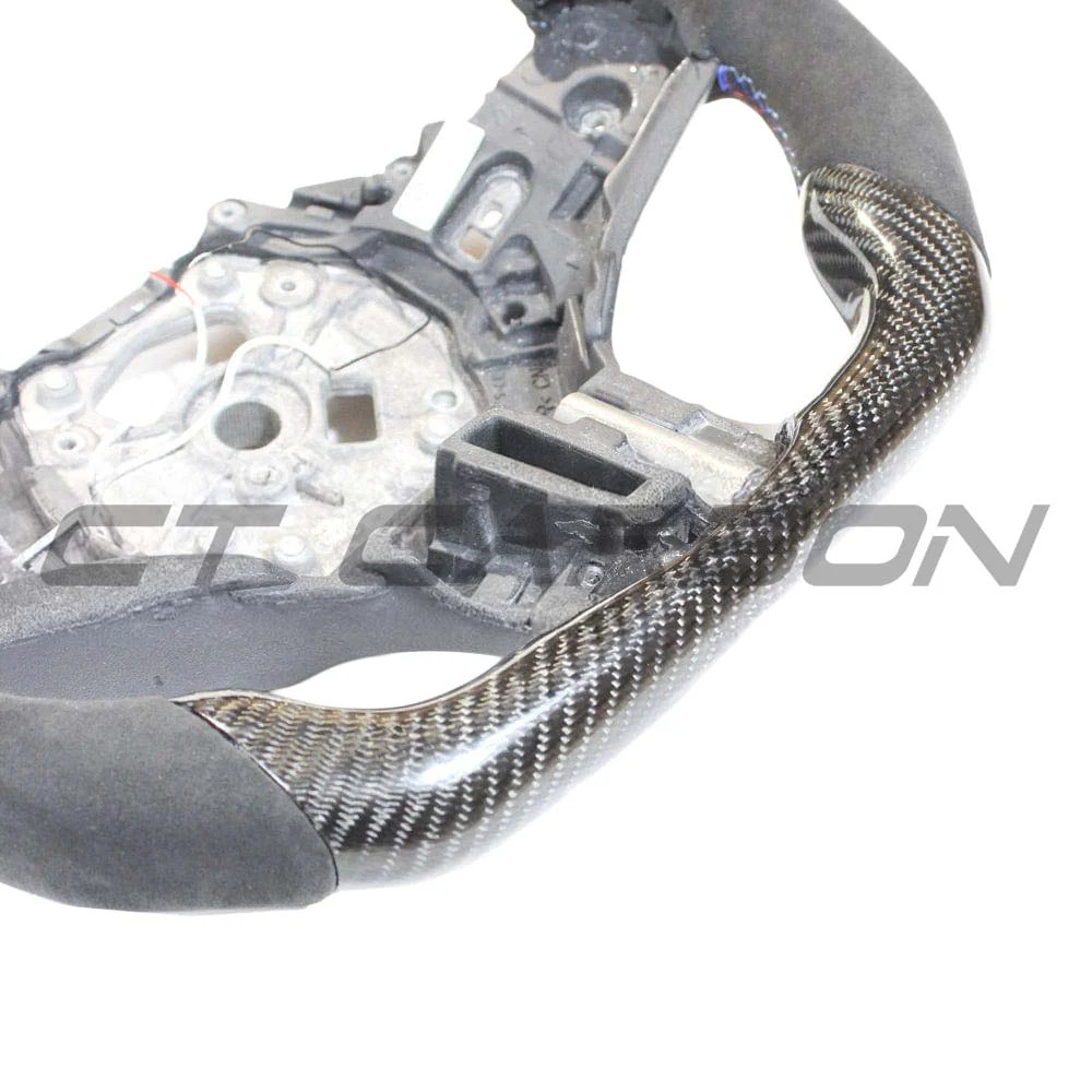 BMW Gxx M2,M3,M4 1,2,3,4 SERIES CARBON FIBRE / ALCANTARA LED FLAT BOTTOM STEERING WHEEL WITH HEATING - Image 5