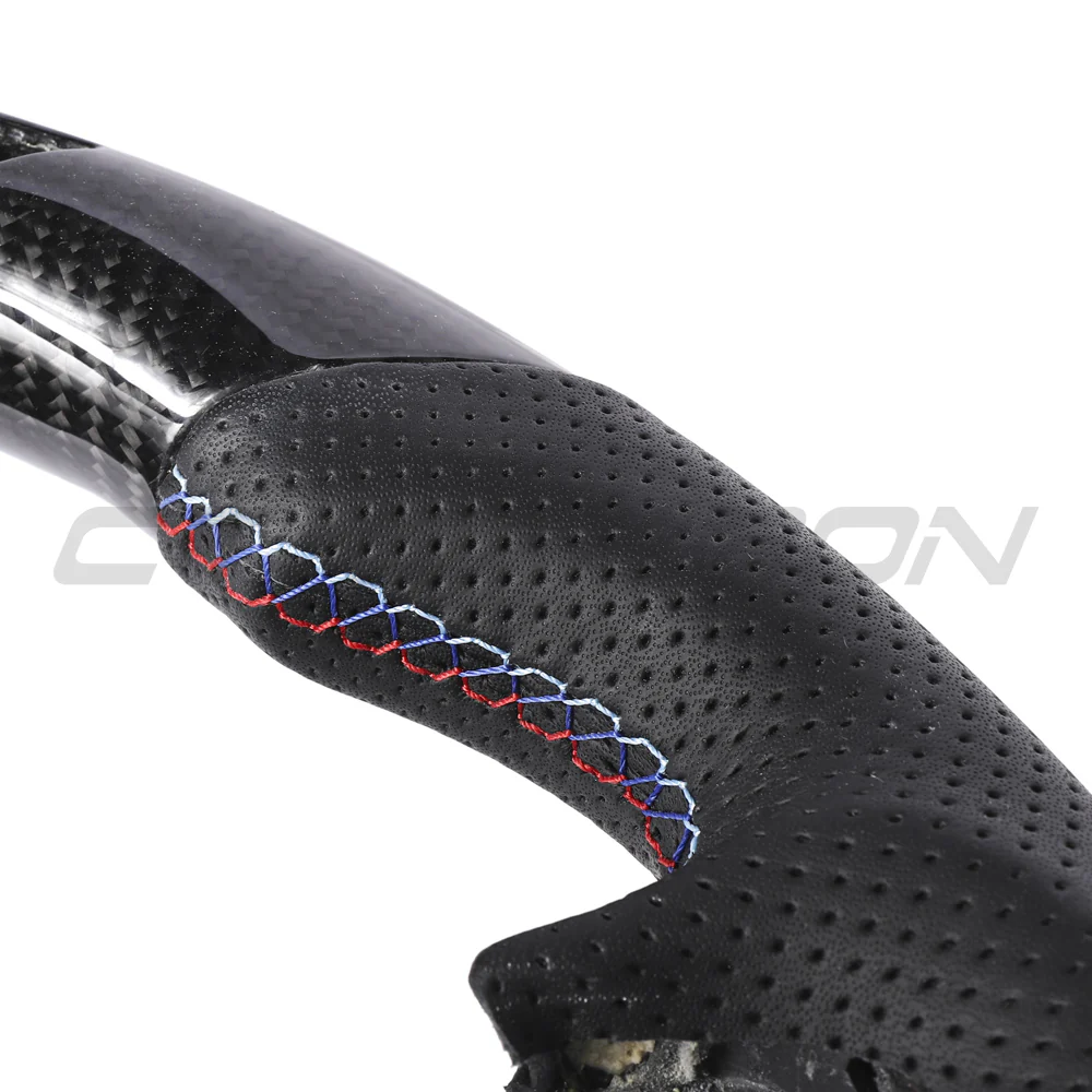 BMW GXX CARBON FIBRE / LEATHER / LED FLAT BOTTOM CUSTOM STEERING WHEEL - Image 7