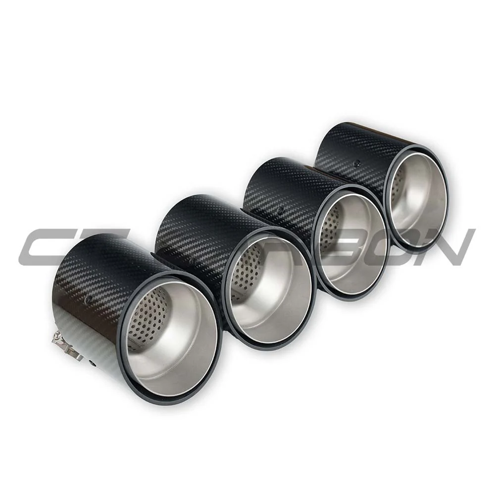 BMW M2, M3, M4 G87/G80/G81/G82/G83 CARBON EXHAUST TIPS - CHROME SLASH CUT (SET OF 4) - Image 3