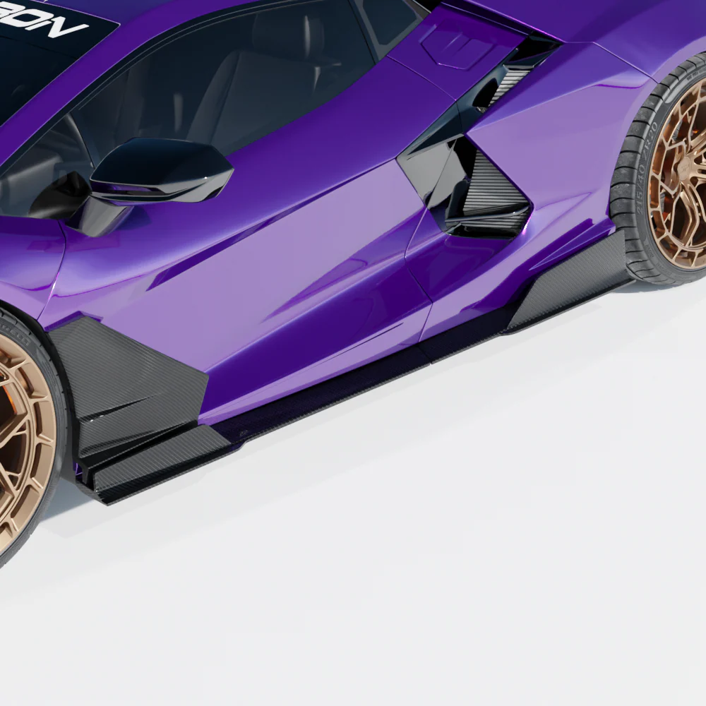 LAMBORGHINI REVUELTO MATTE CARBON FIBRE SIDE SKIRTS - CT DESIGN - Image 3