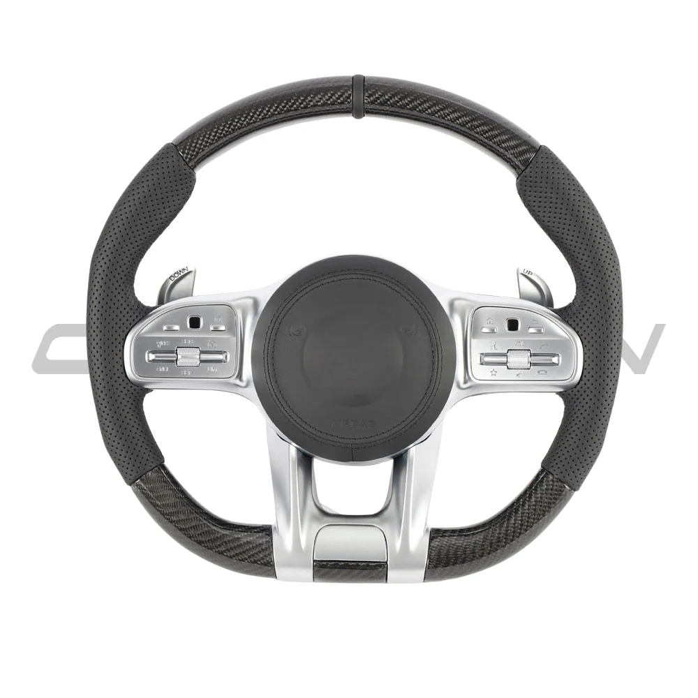 MERCEDES BENZ AMG CARBON FIBRE / LEATHER FLAT BOTTOM CUSTOM STEERING WHEEL - Image 5